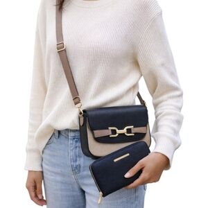 Black and grey Crossbody and Wallet Set